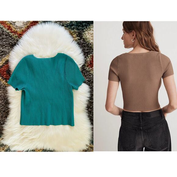 MADEWELL Ottoman Crop Sweater Tee | Turquoise Waters | XL | NWT - Picture 10 of 12